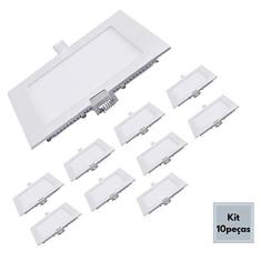 Kit 10 Painel Plafon 6W Luminária Led Embutir Quadrado Spot Bivolt