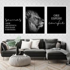 Kit 3 Quadros Decorativos Somos Amor - Leão 45x34cm - Quadros On-line,
