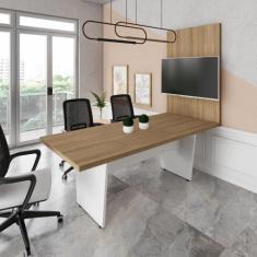 Mesa de Escritório 2,00m e Painel de TV com Passa Cabos F5 - F5 Office