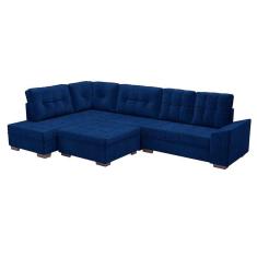 sofá de canto leblon veludo azul