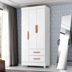 Guarda Roupa Solteiro 3 Portas 2 Gavetas com Pés Lite - Móveis Leão