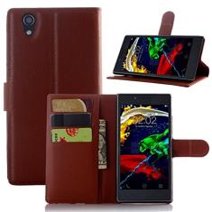 Capa carteira para Lenovo P70, carteira flip de couro PU premium com compartimento para cartão, suporte e fecho magnético [capa interna à prova de choque de TPU] Compatível com Lenovo P70