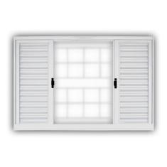 Janela Veneziana Aço 4 Folhas Com Grade Quadriculada Mgm Minas Sul 100Cmx120Cm Branco