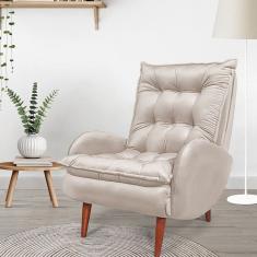 Poltrona Anatômica Pés De Madeira Eloá Cia Do Estofado Bege