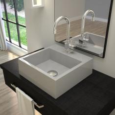 Kit Cuba Q395 Com Torneira Luxo 1195 Metal e Válvula Click 1 Pol. e Sifão Cromado e Flexível Cinza