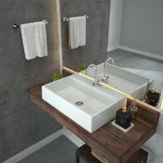 Kit Cuba Rt55 Com Torneira 1198 Metal e Válvula B e Sifão Pvc e Flexível Branca