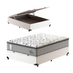 Cama Box Baú Casal Branco + Colchão de Molas Ensacadas - Probel - Guar