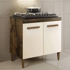 Balcão 2 Portas para Cooktop 5 Bocas Sevilha Ypê/Off White