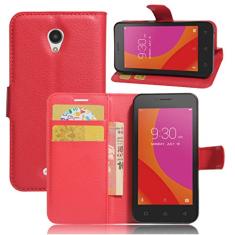 Capa carteira Lenovo A Plus, capa carteira flip de couro PU premium com compartimento para cartão, suporte e fecho magnético [capa interna de TPU à prova de choque] Compatível com Lenovo A Plus