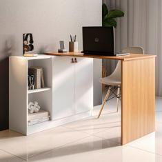 Mesa Escrivaninha Versa Home com Tampo Multifuncional 2 Portas Freijó/