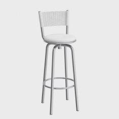 Banqueta Giratória com Encosto Noruega 99cm Compoarte Cromado/Branco