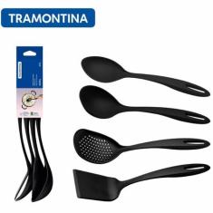 Jogo de Utensílios Tramontina Ability 4 Peças Nylon Preto, Preto, 4 pe
