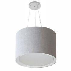Lustre Pendente Cilíndrico Duplo Md-4304 Cúpula em Tecido 40x30cm Rustico Cinza - Bivolt