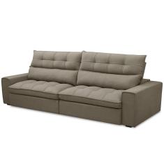Sofá Retrátil Reclinável Para Sala de Estar Living 250cm Dimas F04 Veludo Marrom Claro - Lyam Decor