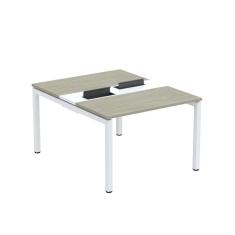 Mesa Plataforma Dupla com Pé de Aço para Coworking 120X140/2P PDC12/14/2P Nogueira casblanca/Branco