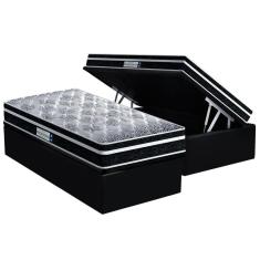 Cama Box Baú Solteiro: Colchão Espuma D33 Probel /ep ProDormir Advanced Tech1500 Plus + Base crc Suede Black(88x188)