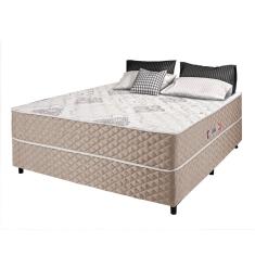 Cama Box Casal Conjugada Ortopédico Alpha Espuma 138x188x52cm Bege-Branco Hellen