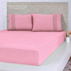 Lençol Solteiro Bella Cama Malha 100% Algodão 88x188x30cm Coral - BENE