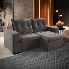 Sofá 3 Lugares Arsenal Retrátil e Reclinável Grafite - Viero Móveis, C