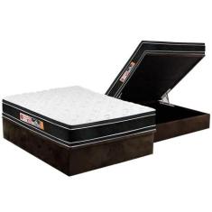 Cama Box Baú Casal: Colchão Espuma D33 Castor Black e White Air Double