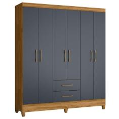 Guarda Roupa Casal Panamá 6 Portas 2 Gavetas MDP Freijó Cinza Moval Móveis