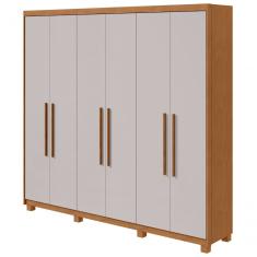 Guarda Roupa Casal Aries 6 Portas de Bater 5 Gavetas MDP Off White Móveis Lopas