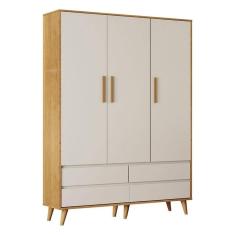 Guarda Roupa Infantil Lorena 3 Portas Off White Bétula - Carolina