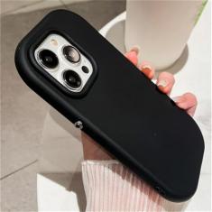 Capa de telefone oval macia de silicone doce cor para iPhone 14 11 12 13 15 Pro Max XR XS X Capa de proteção à prova de choque, preta, para iPhone 15