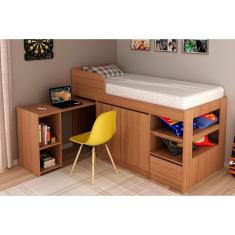 Cama Solteiro CM8021 Multifuncional c/ Escrivaninha Amêndoa - Tecno Mobili