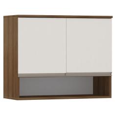 Armário De Cozinha Com Nicho 2 Portas Duplo Aéreo Módulo Suspenso Areia madeirado Luciane