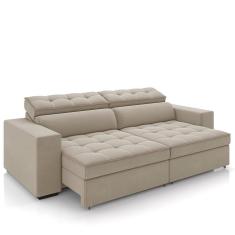 Sofá Retrátil Reclinável 3 Lugares 246cm Vick M22 Suede Bege - Mpozenato