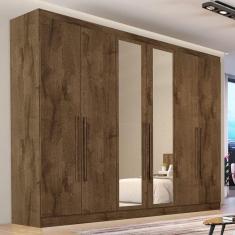 Guarda Roupa Casal Com Espelho 6 Portas 6 Gavetas - Oslo-braúna - Made Marcs