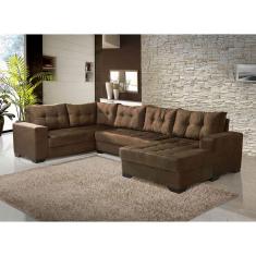 Sofá de Canto 6 Lugares Dijon com Chaise Suede