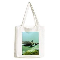 Bolsa de lona com imagem de pinguim da Antártica do oceano, bolsa de compras casual