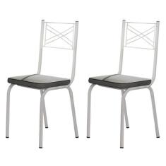 Kit 2 Cadeiras 119 Europa Branco/Platina - Artefamol
