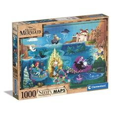 39664 Disney Maps Mermaid, 1000 unidades, fabricadas na Itália, quebra-cabeça para adultos, multicolorido, médio