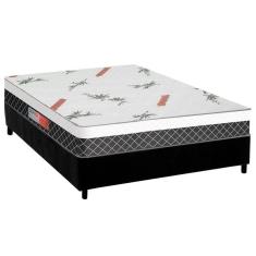 Cama Box Casal: Colchão Anatômico Plumatex D28/EP Falcon Ultra Firme + Base CRC Suede Black(138x188)