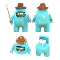 Boneco Blocos De Montar Among Of Us Skin Impostor Turquesa