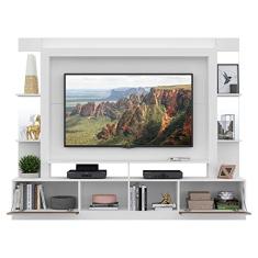 Rack Estante com Suporte Tv 65" e Espelho Oslo Multimóveis Branco/lacca Fumê