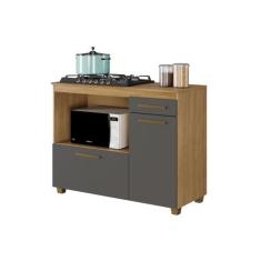 Balcão para Cooktop Cronos 5 Bocas Arte Móveis, Cinamomo/Grafite