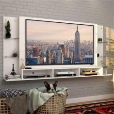 Painel p/ TV 65" c/ prateleiras vidro Braga Plus Multimóveis