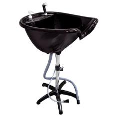 Lavatório Portátil Preto com Pé Fixo para Cabeleireiro - Santa Clara