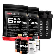 KIT 2x Whey Protein 6 Six 900g + 2x BCAA 100g + 2x Power Creatina 100g