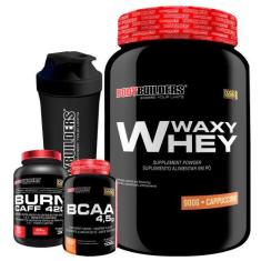 Kit Waxy Whey (35%) 900g + BCAA 100g + Pré treino + Coqueteleira - Bod