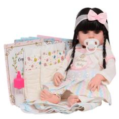 Boneca Reborn Realista Morena 46cm Corpo de Vinil Pode Banho - Cegonha
