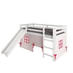 Cama Alta Kids Com Escorregador E Tenda Em Madeira Maciça-mdf Branco-rosa
