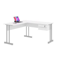Mesa De Computador Em L Com Gaveta Lima Branco