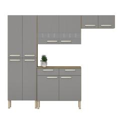 Armário De Cozinha Compacta 10 Portas 2 Gaveta Com Balcão Nala Freijó gris Freijó gris