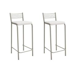 Banqueta Genova 740mm Nickel (par) Nickel/branco