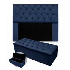 Kit Cabeceira Queen Mirage 160 cm Mais Calçadeira Mirage 160 cm Suede 